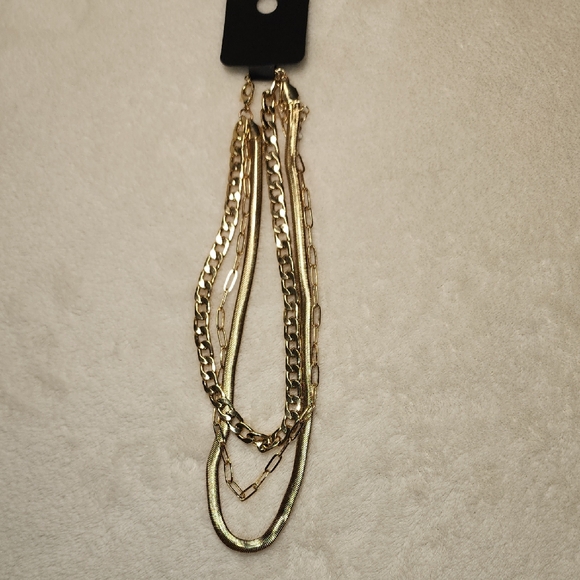 Jewelry - 3/$25 Gold Tone Stacked Chain Necklace